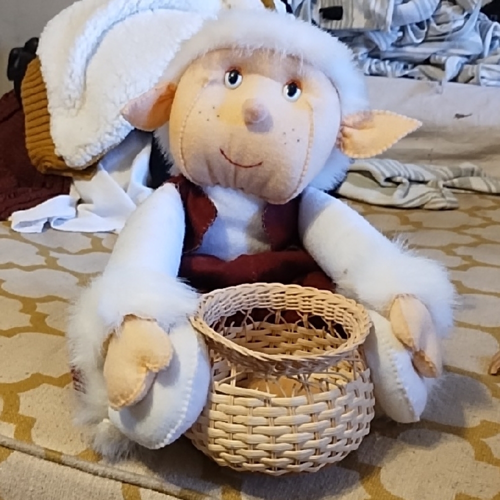 Plush Elf Doll with Basket Christmas Santa Decorations